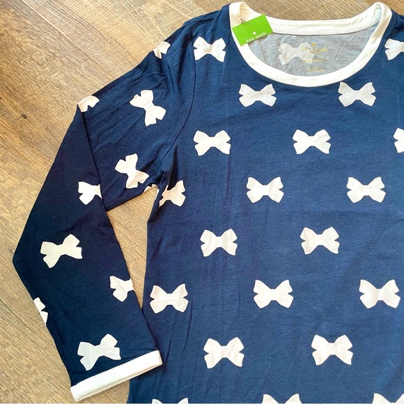 Kate Spade Navy and White Bows Sleep Shirt Nightgown - Picture 3 of 7